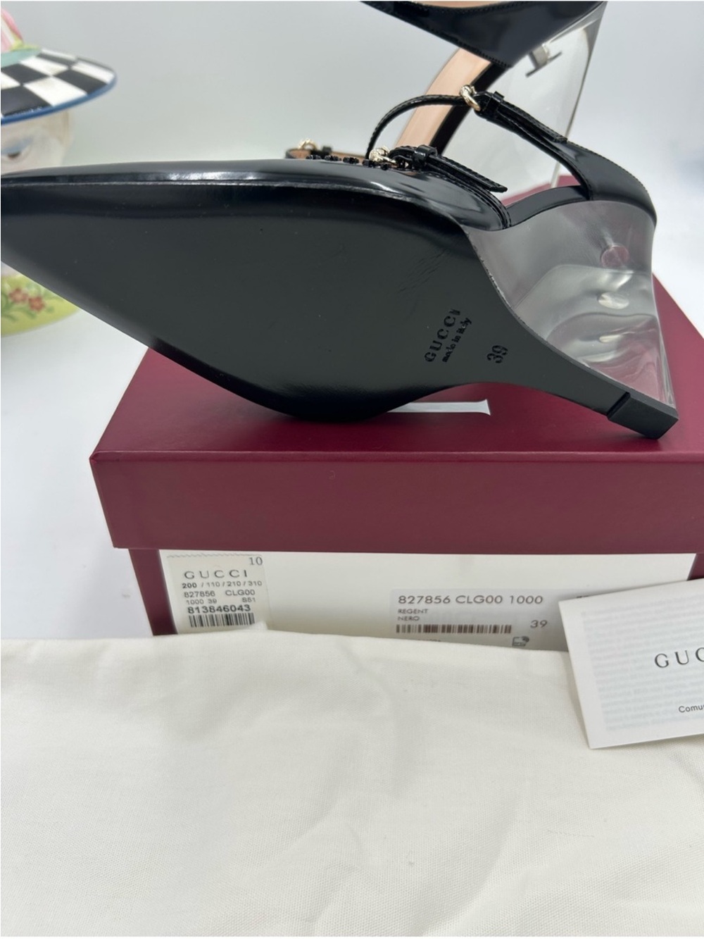 Women’s Gucci CHRISTI patent leather wedge mule size 39 made in Italy - Picture 8 of 13